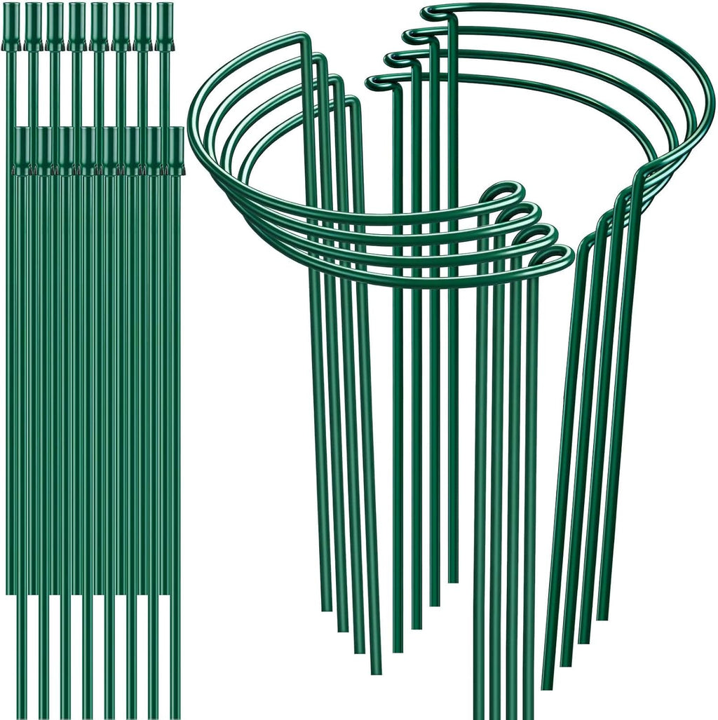 Peony Cages and Supports 24" H x 10" W, 8 Pack Tall Snake Plant Support Stake Half Round Metal Garden Stake for Indoor and Outdoor Plants, Flower Support Ring Border for Tomato,Hydrangea,Rose - view 8