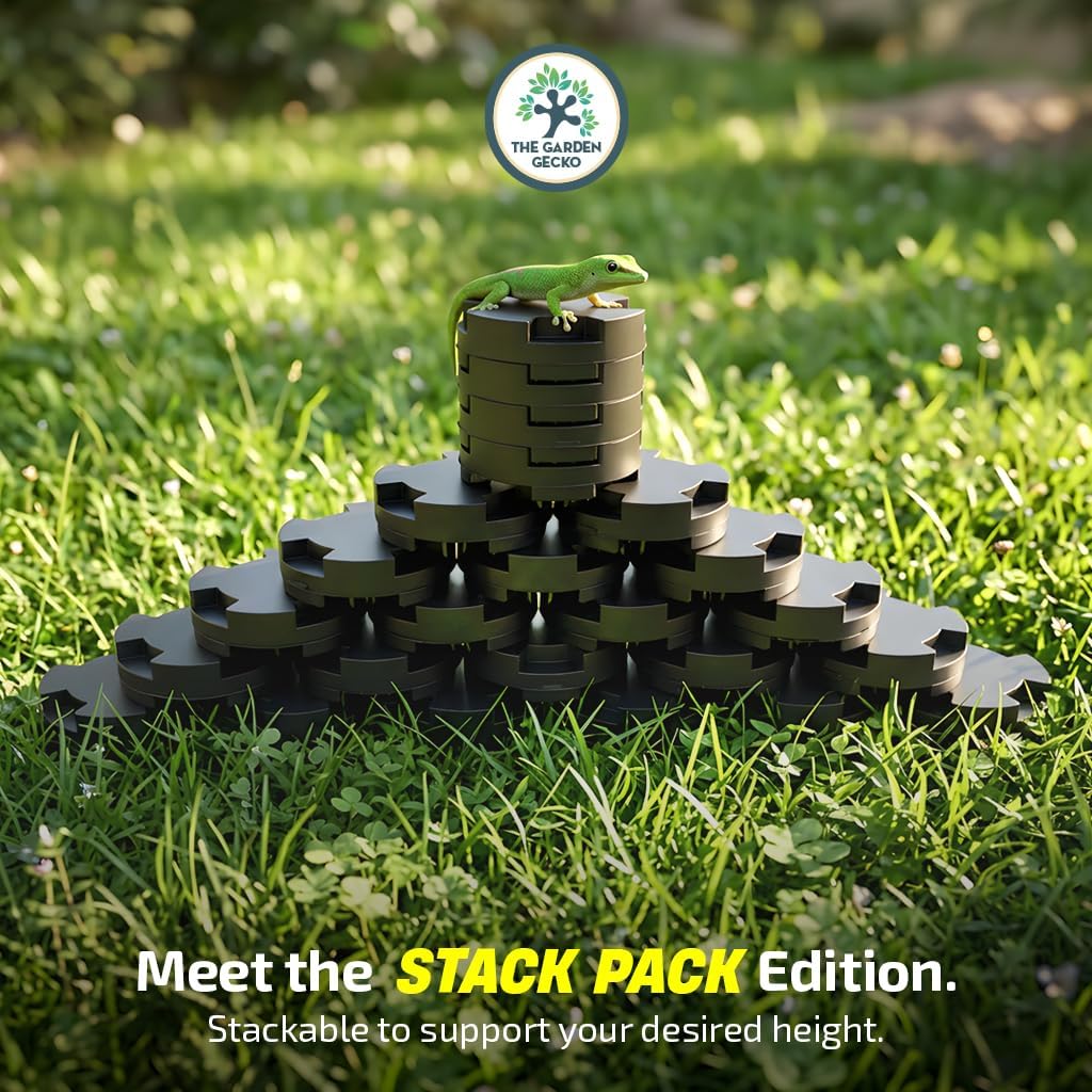 Stack Pack Plant Pot Feet, Outdoor Pot Feet, 24 Pack | EPDM rubber stackable pot risers, adjustable height, patios, decks, balconies and garden planters - view 4