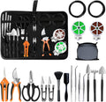 Bonsai tools set, 20 pcs gardening succulent tree indoor beginner tool kit, include 262 feet bonsai wire, 29.5"x29.5" plant repotting mat, leather bag, bonsai scissors, pruning shears, gifts for women | include 262 feet bonsai wire, 29.5"x29.5" plant repo