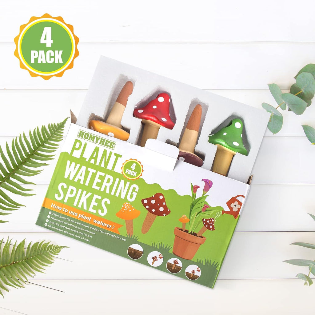 Self watering spikes mushroom shaped plant watering globes | irrigation terracotta watering device garden waterer for indoor outdoor plant 4 packs - view 5