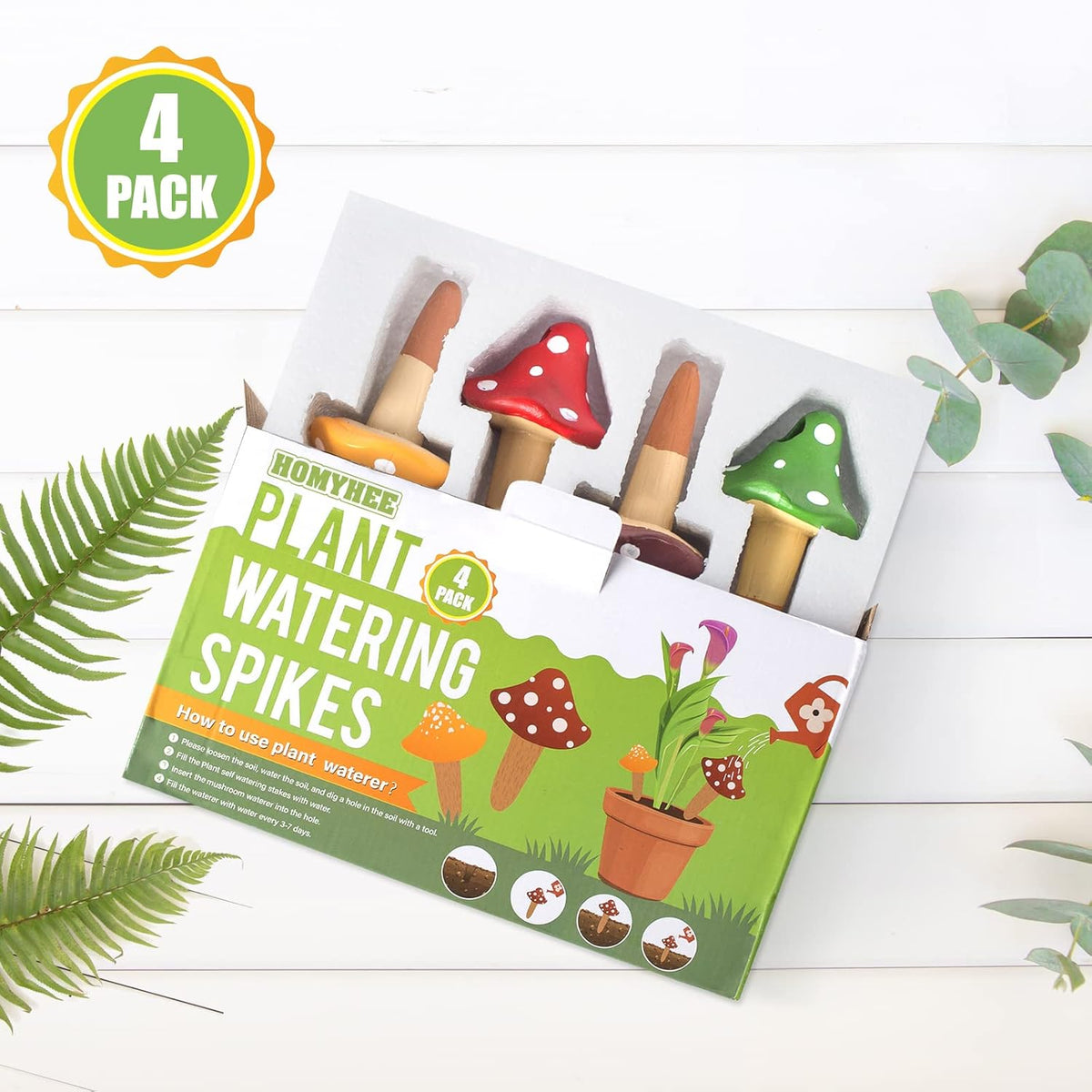 Self watering spikes mushroom shaped plant watering globes | irrigation terracotta watering device garden waterer for indoor outdoor plant 4 packs - view 5