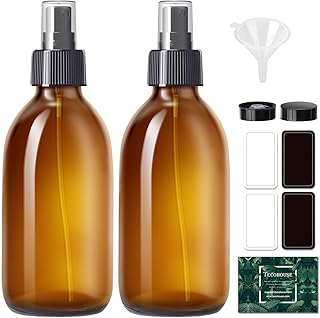 Amber Glass Spray Bottles 8.8 oz, 2 Pack Empty Spray Bottle for Cleaning