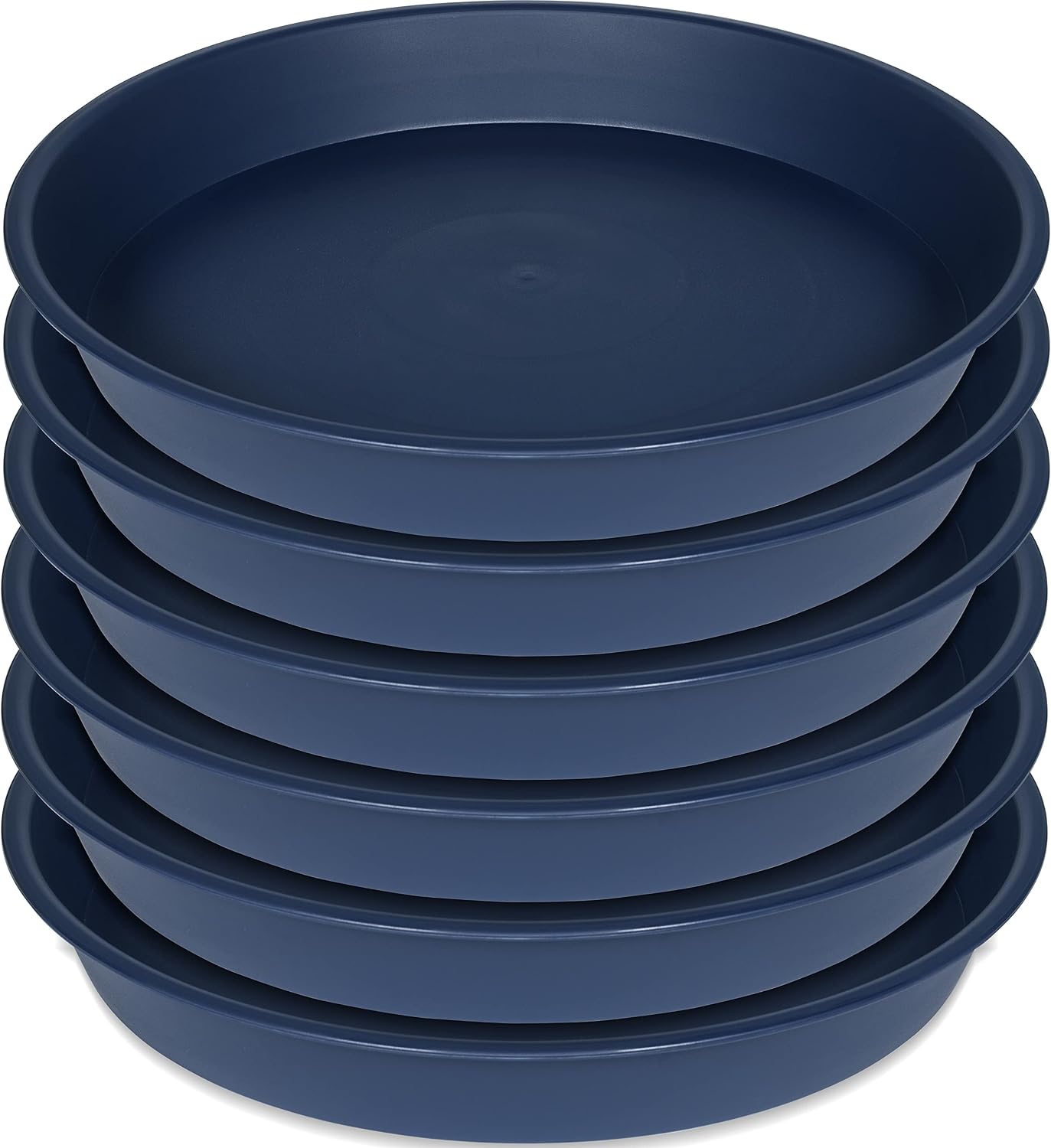 6 pack plastic plant saucer planter water drip tray, 4 5 6 7 8 9 10 11 12 inch, heavy sturdy tray for indoors outdoor plants, flower pot saucers for pots base (4", blue)