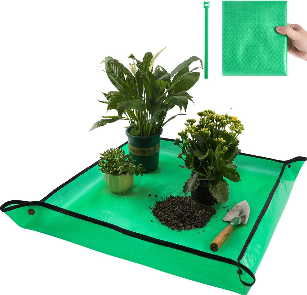Repotting mat for indoor plant transplanting control mess, 26.8"x26.8" waterproof succulent potting mat square planting tray soil change mat gardening gifts for plant lovers