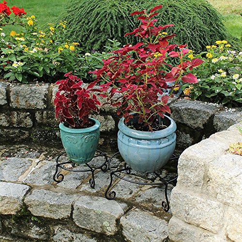 Piazza Flower Pot Plant Stand, Small,Black - view 6