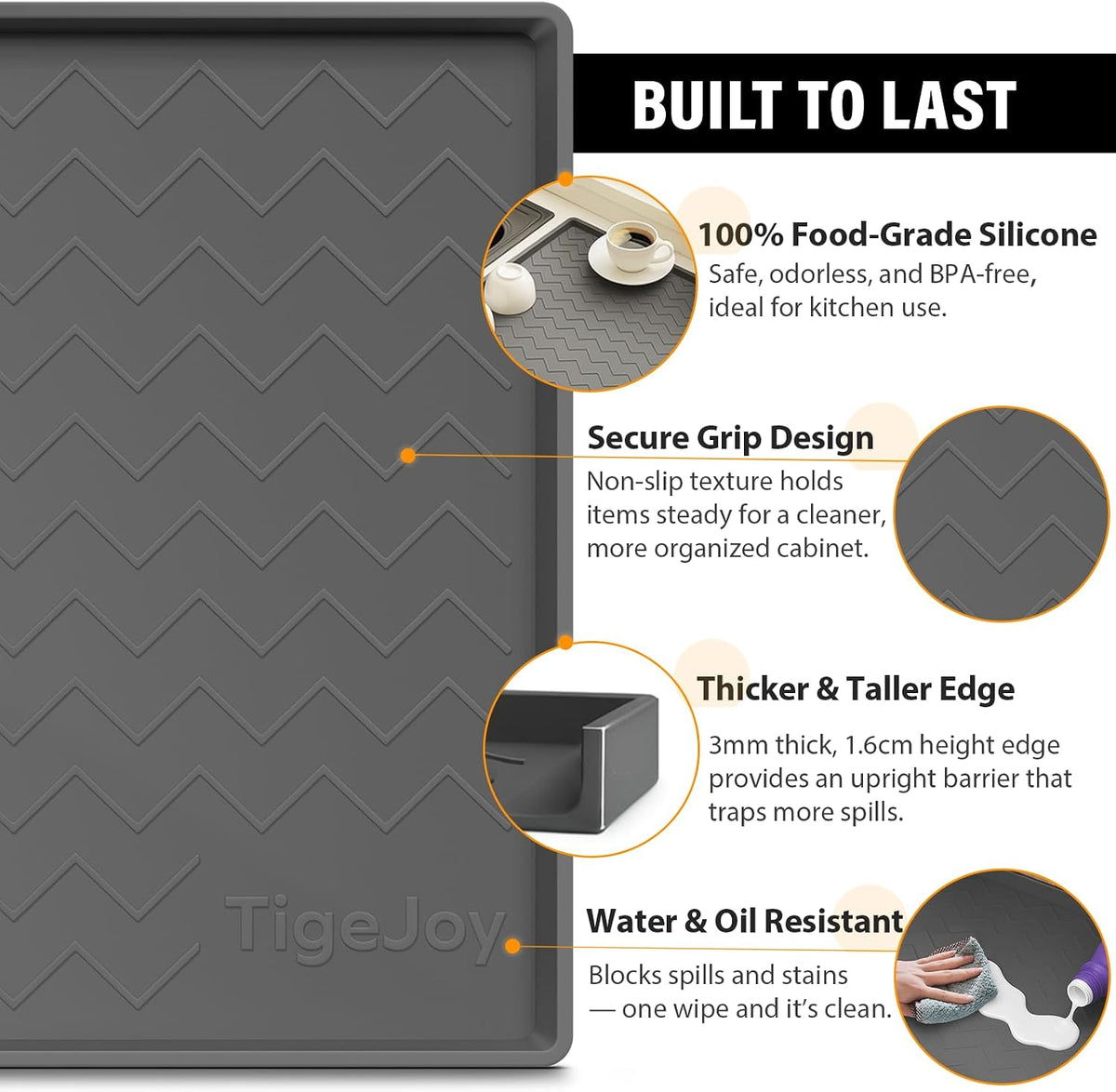 Under Sink Mats for Kitchen Waterproof 22" x 19", Cabinet Liner | Leak-Proof Silicone Mat Sink Protector, Kitchen Essentials Organizer and Storage,Boot or Shoe Tray, Pet Feeding Mat - view 3