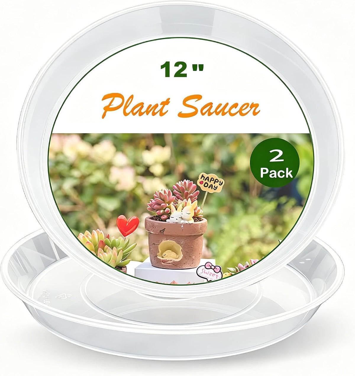 20 Pack Plant Saucer Tray (6 8 10 12 inch), Plant Saucers for Indoors Outdoor, Plastic Heavy Duty Drainage Drip Water Trays for Planter Pots Flower, Clear Pot Saucers Trays for Plants - view 8