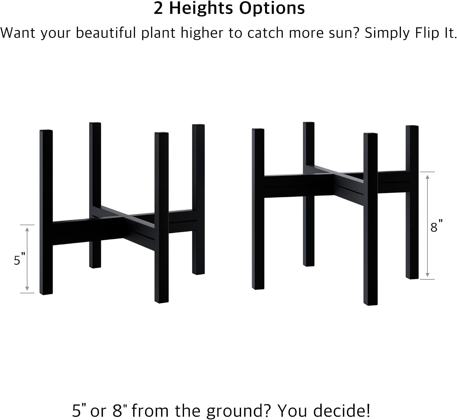 Mid Century Plant Stand Indoor Outdoor (EXCLUDING 12" Plant Pot), Hold Up to 12 Inch Planter, Metal Planter Stand, Potted Plant Holder, Black - Fits Snake Plant - Upgraded Design. - view 3