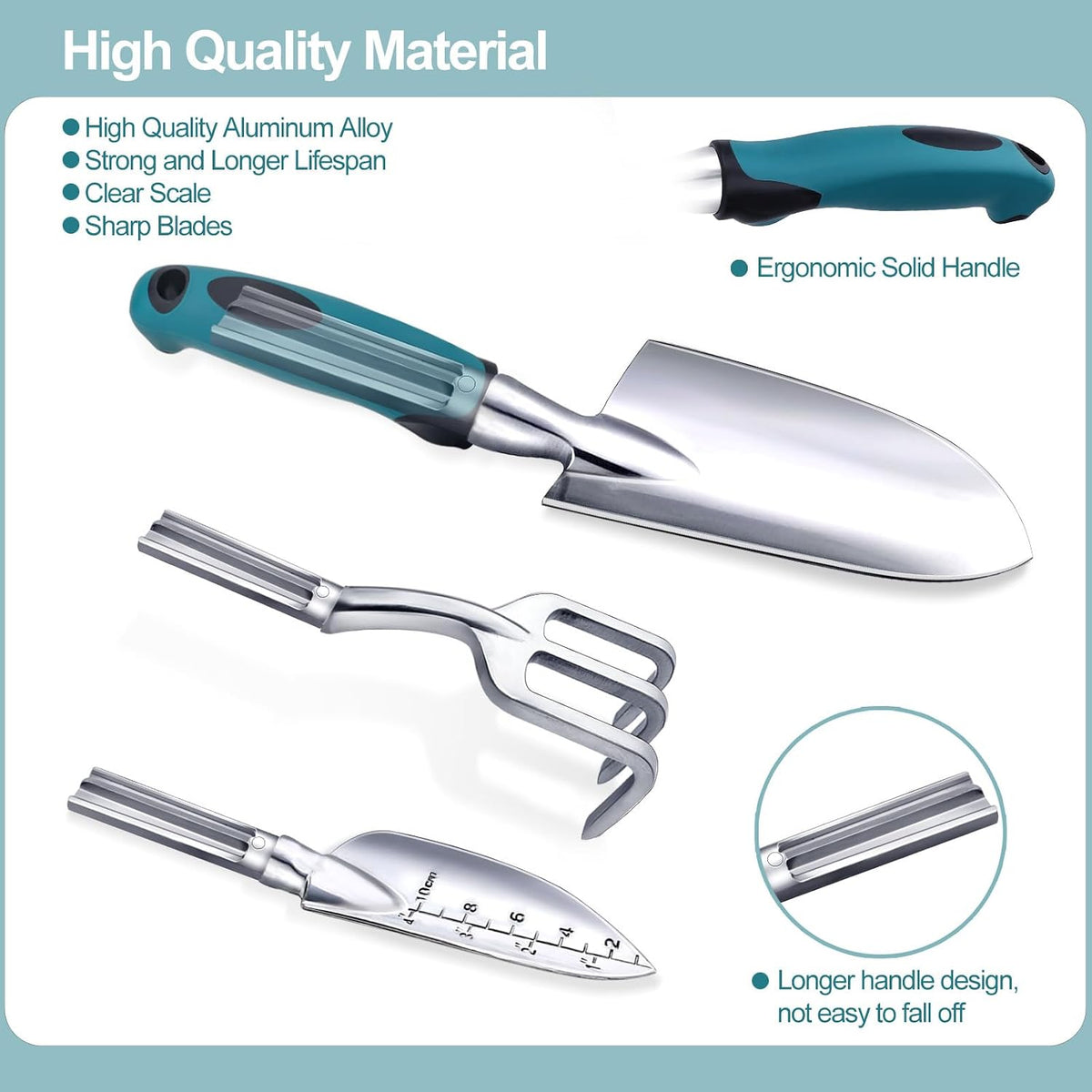 7-Piece Gardening Tools Set, Heavy Duty Garden Tools Kit with Garden Trowel, Garden Hand Shovel, Repotting Mat, Rust Resistant, Gardening Essentials & Supplies, Bag, Gifts Kits for Women - view 7