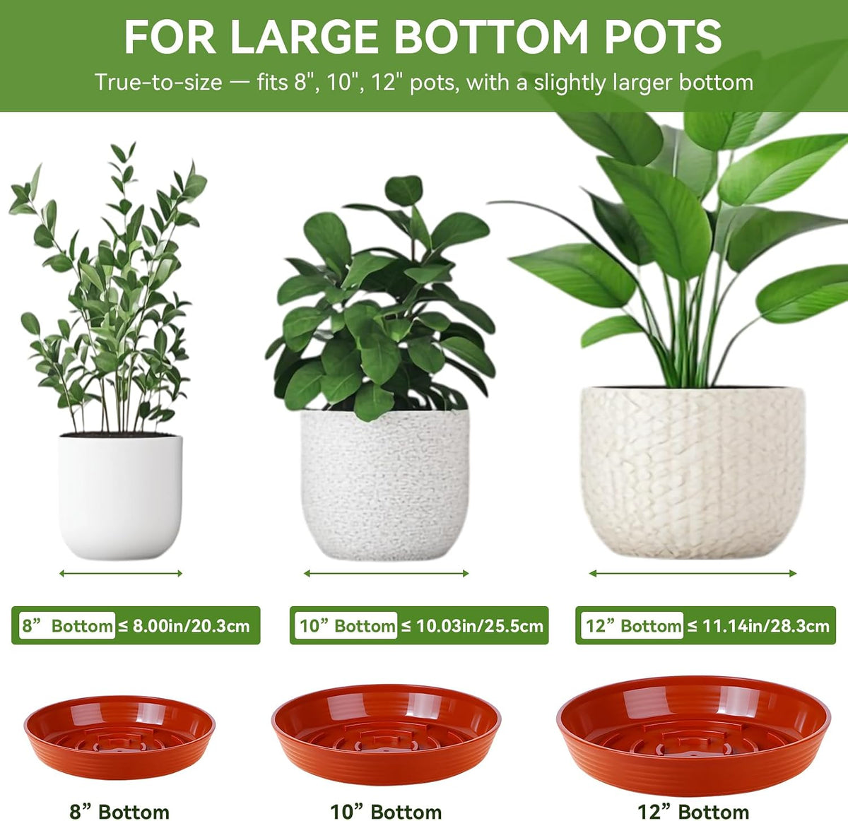 15 Pack Plant Trays for Pots 1.5" Deep Plant Saucers, Heavy Duty 8" 10" 12 inch Plant Tray Bulk Thickened Plant Plates to Catch Water, Durable Plant Saucer Flower Pot Accessories - view 3