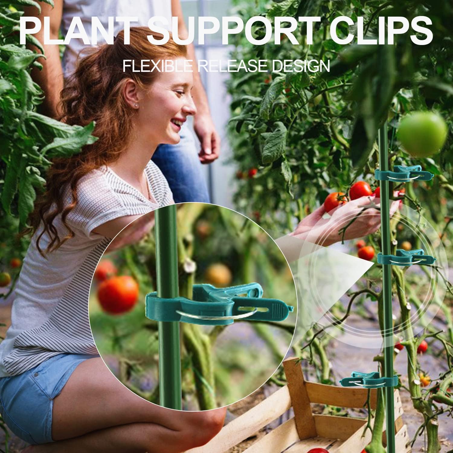 40 Pcs Plant Support Clips,Tomato Plant Clips 2 Sizes in one Pack | Flower and Vine,Garden clips for Supporting Stems,Vines Grow Upright Climbing,Tool for Straightening,Tomato Cage,Trellis. - view 3