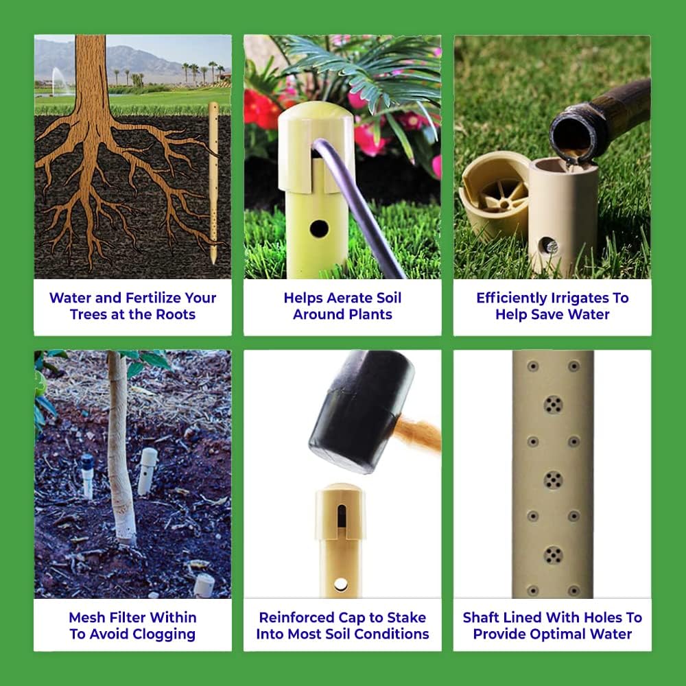 Deep Drip Irrigation Stakes 8-Inch, Watering Spikes for Trees, Flowers, Fruits, and Small Plants, Drip System Tubes, A-DD08-4, Case of 4 - view 3