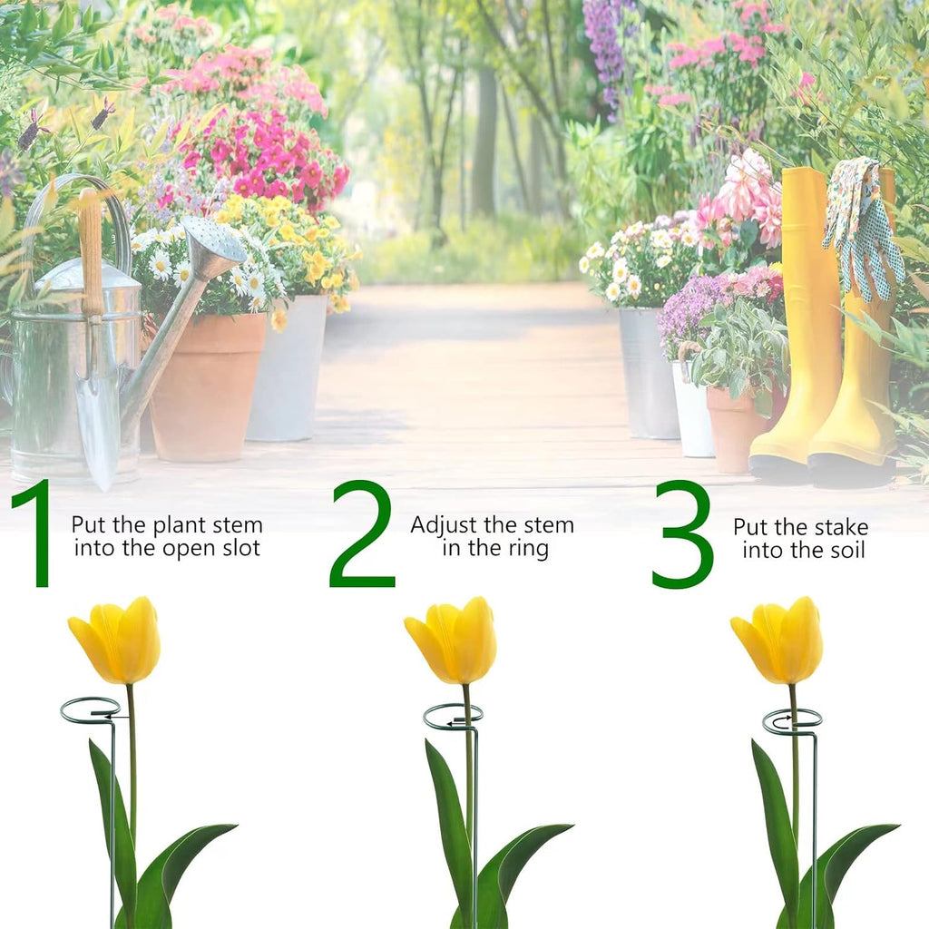 12 Pack 16 Inch Plant Support Stakes, Metal Single stemmed Flower Support Hoops，Garden Plant Stakes Plant Prop for Amaryllis Orchid Lily Rose Peony Tomatoes Gladiolus - view 4