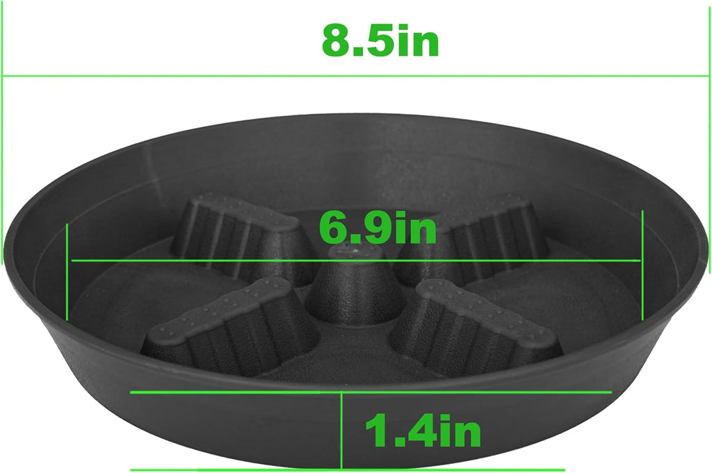 4 pack plant saucer 8 inch, 10 12 14 17 inch, plant stand plastic plant saucers for indoors outdoor, heavy duty flower planter drip trays for pots, pot saucers for plants, grow bags saucers - view 2