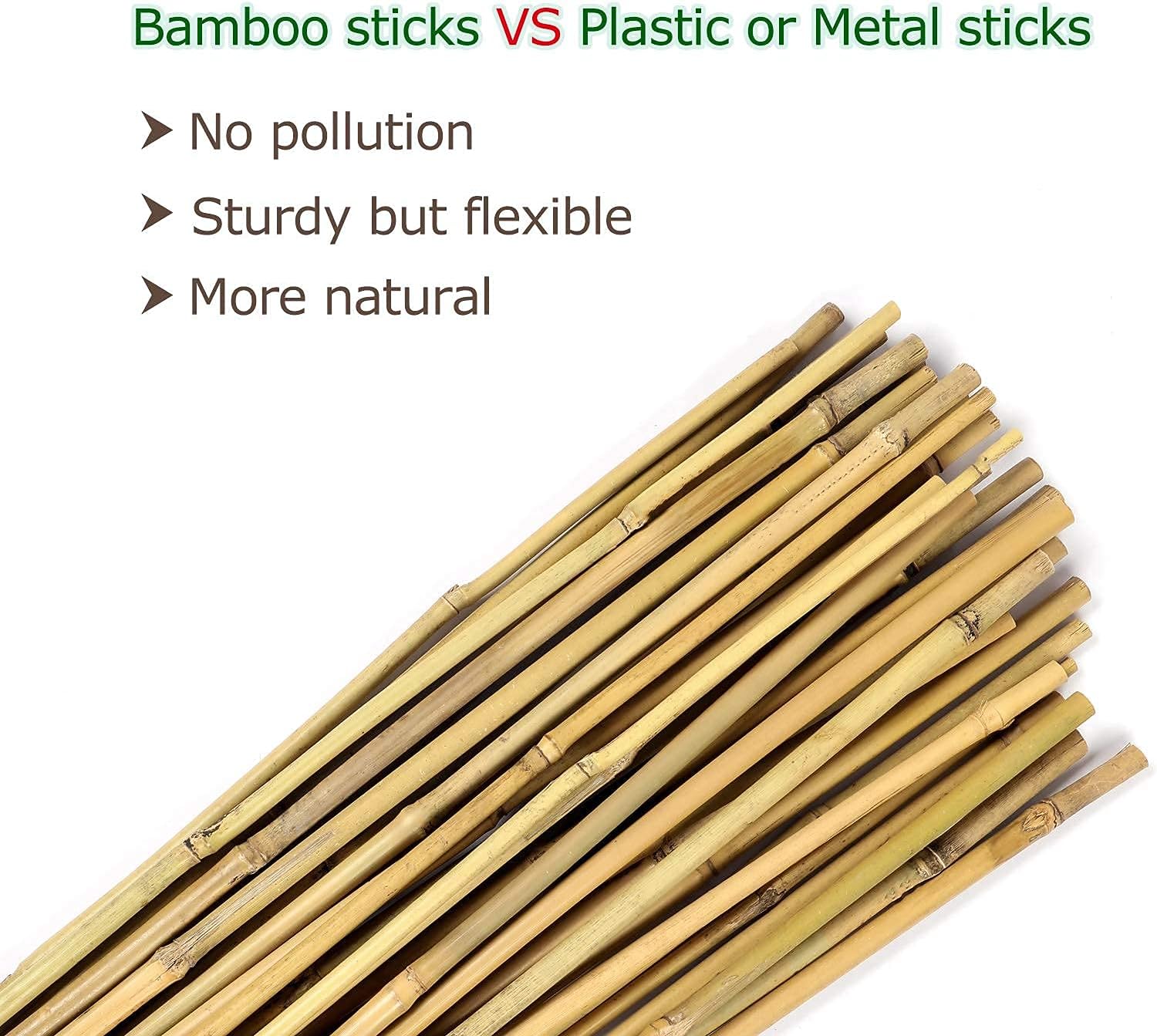 Bamboo Stakes 4ft Natural Plant Stakes for Tomatoes, Beans, Climbing Plants Support - 25 Pack Bamboo Sticks for Plants - view 4