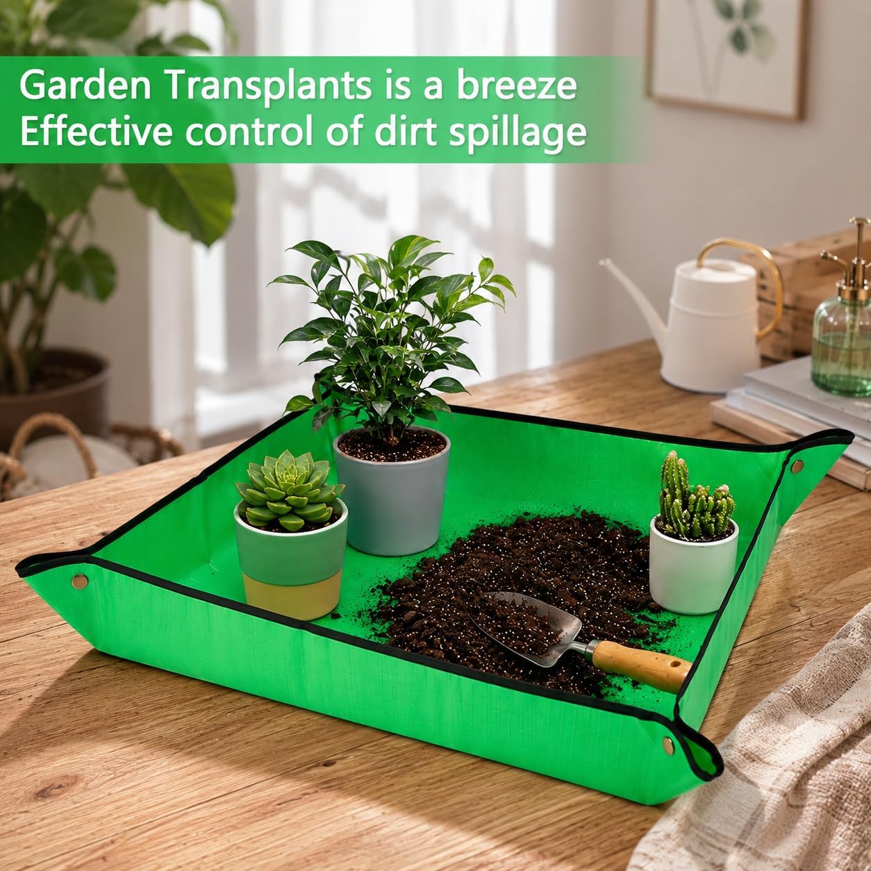 Repotting Mat for Potting Soil Mess Control, 26.8" x 26.8" Waterproof Plant Potting Mat, Succulent Orchid Potting Tray for Plant Pots, Gardening Gifts Bonsai Tools - view 3