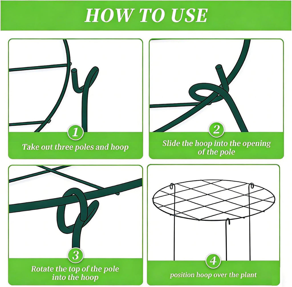 10 Pack 16 x 24 inch Green Peony Cages Grow Through Plant Support Stakes Flower Support Hoops Heavy Plants Brace Rings - view 3