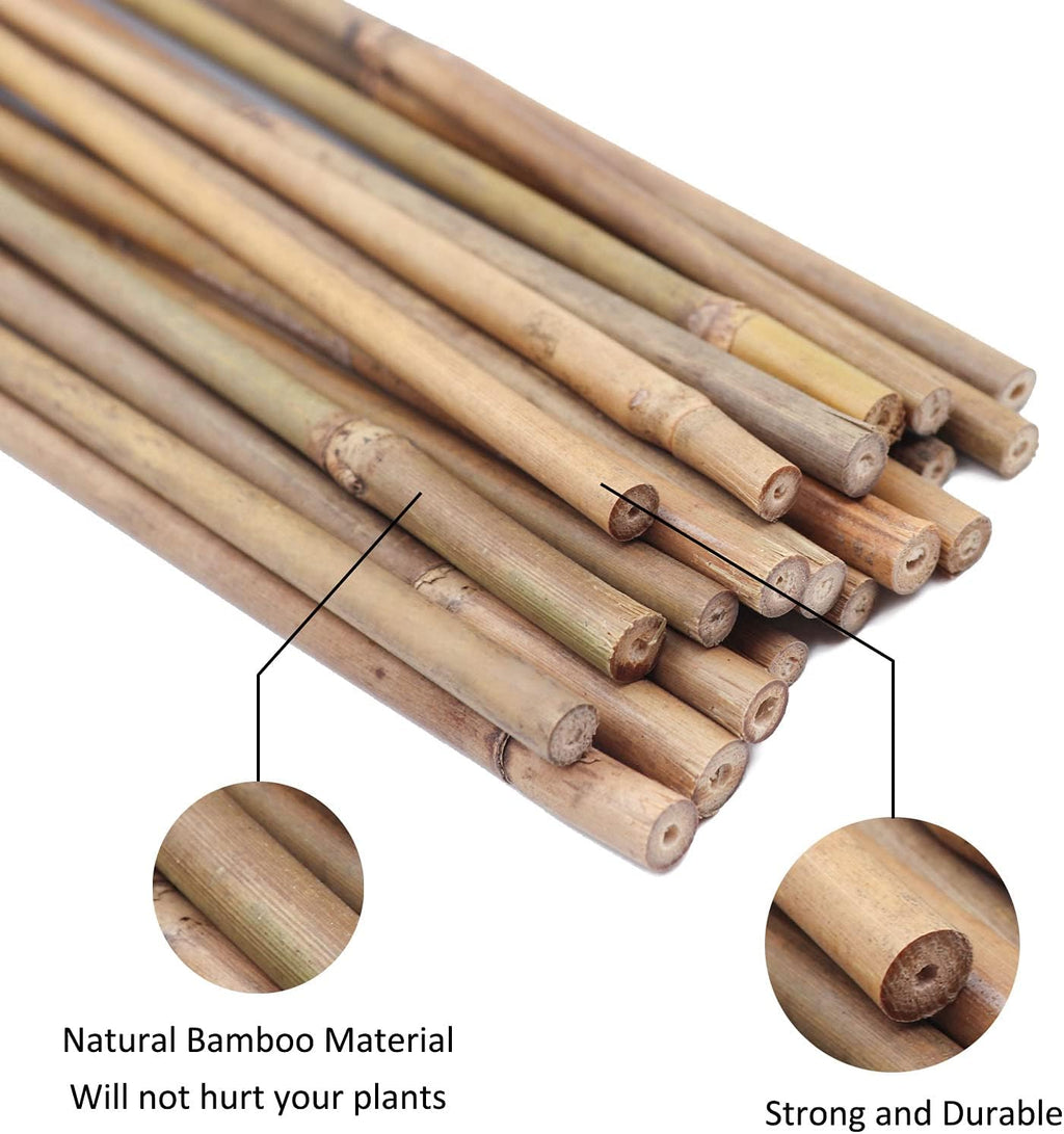 Natural Bamboo Garden Stakes, 20pcs Plant Sticks 18 inches | 18 inches sturdy bamboo garden stakes, natural plant support for tomatoes, beans and all indoor outdoor potted plants. - view 3