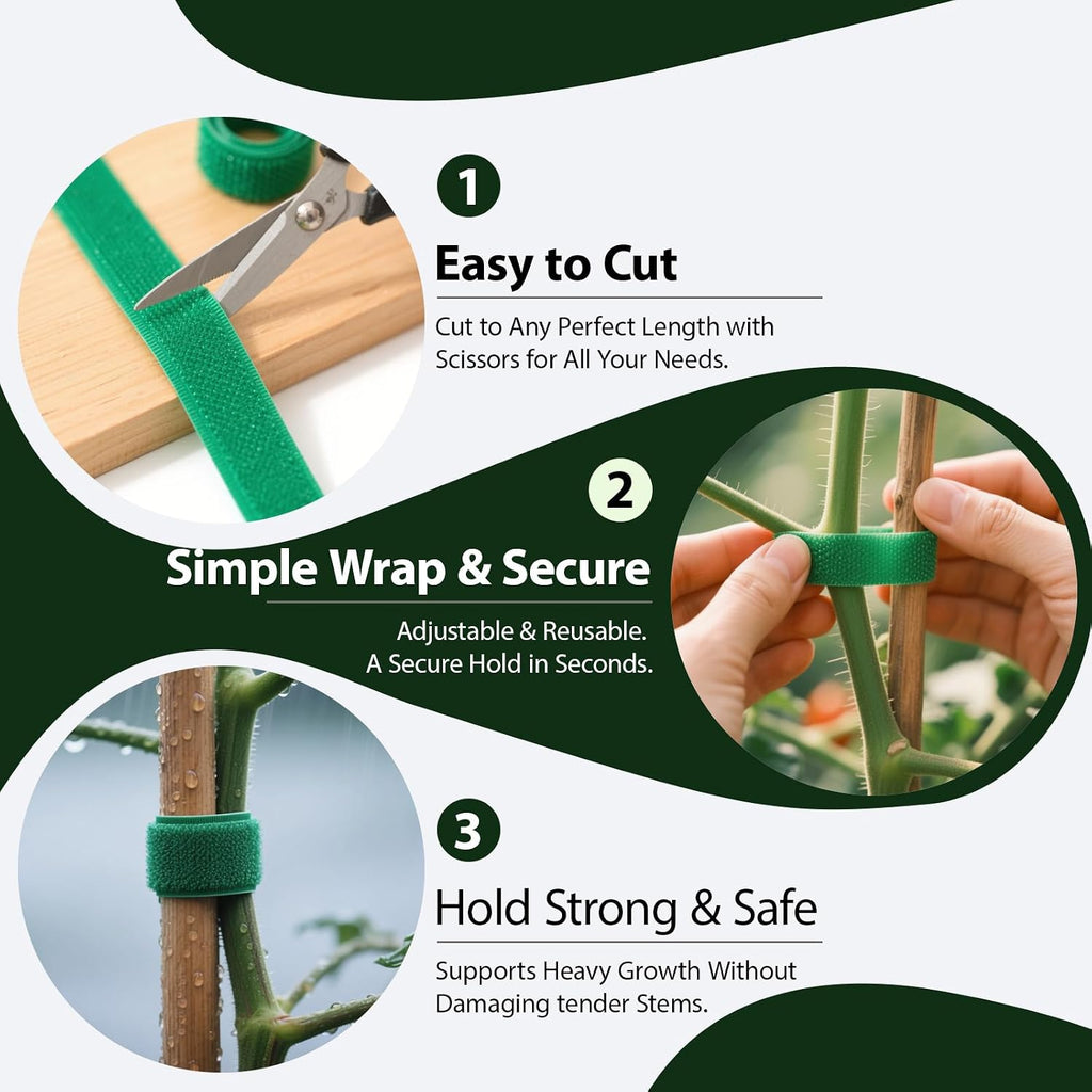 Reusable plant ties for climbing plants, plan straps, nylon plant tape strap gardening tips, tomato plant support, garden wire ties for cables (50 foot x 0.47 inch) - view 4