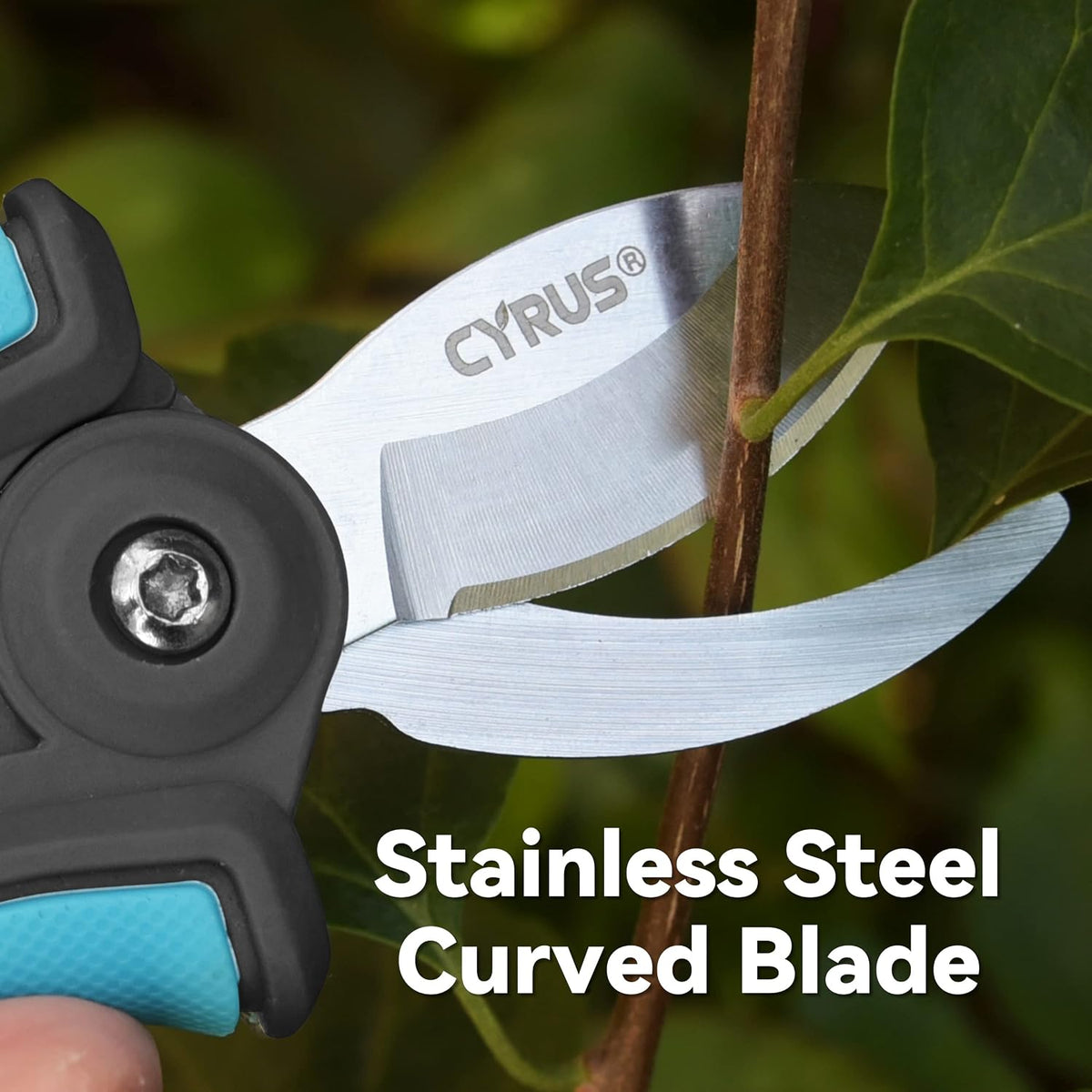 6 inch curved blade small pruning shears stainless steel hand pruner snips | smooth cutting blades, built-in spring rebound, anti-slip ergonomic grips, perfect for garden, flower and houseplant care - view 4