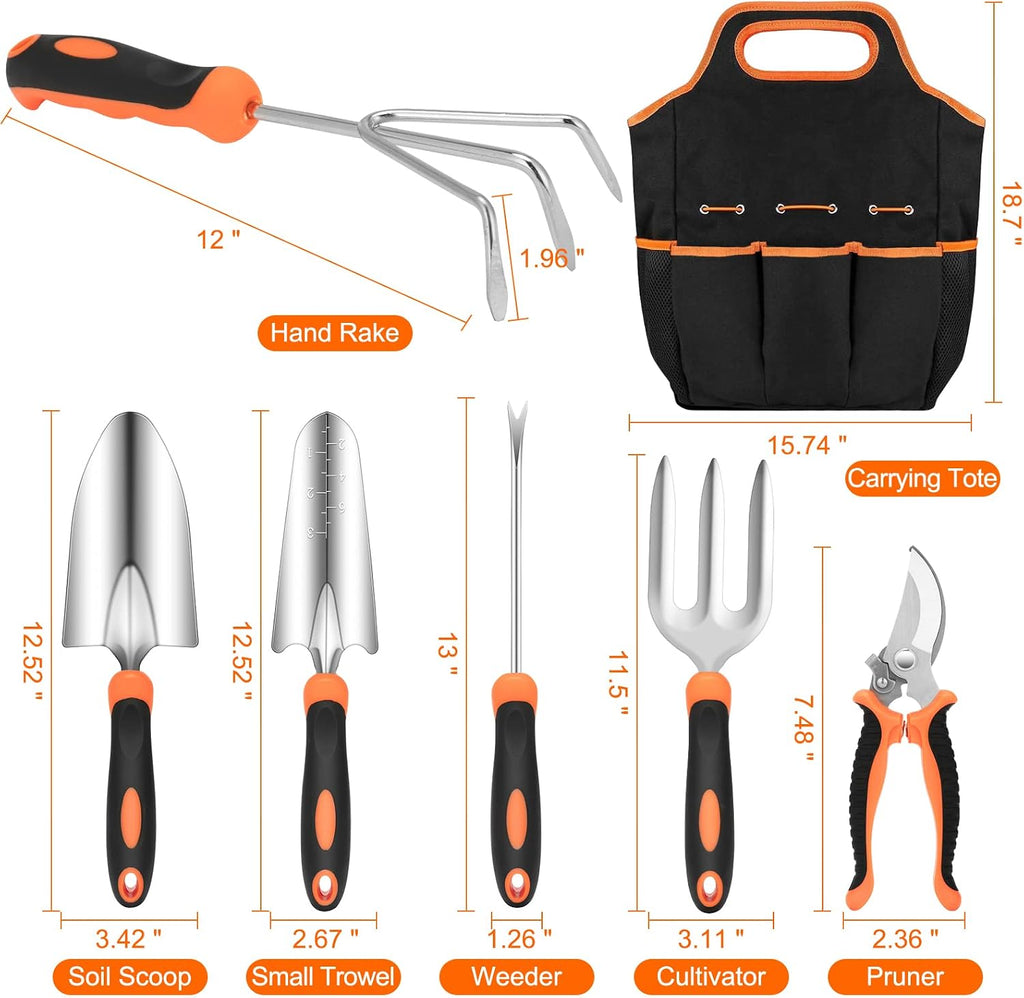 Gardening Tool Set, Stainless Steel Heavy Duty Gardening Tool Set, with Non-Slip Rubber Grip, Storage Tote Bag, Outdoor Hand Tools, Ideal Gardening Gifts for Women - view 2