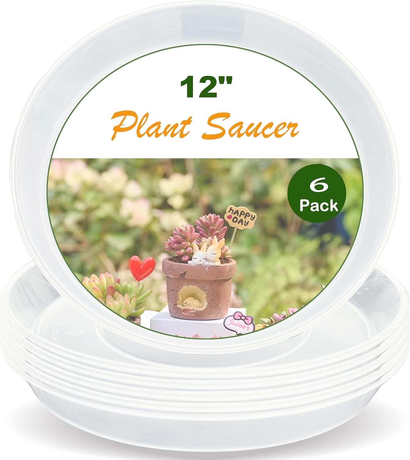 20 Pack Plant Saucer Tray (6 8 10 12 inch), Plant Saucers for Indoors Outdoor, Plastic Heavy Duty Drainage Drip Water Trays for Planter Pots Flower, Clear Pot Saucers Trays for Plants - view 5