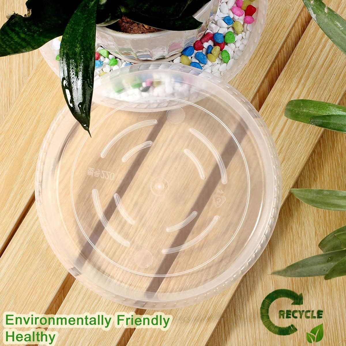 9 Pack Plant Saucers (6inch /8inch /10inch), Heavy Sturdy Plant Trays Pot Tray for Indoor Clear Plastic Flower Pot Saucers Thicker Plant Water Drip Trays for pots- Clear - view 4