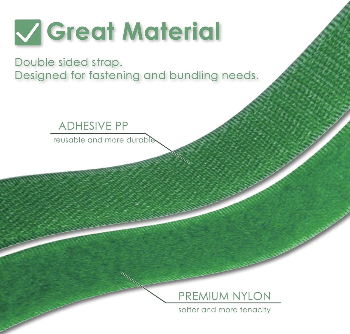 Garden tie green tape, plant supports, gentle on plants (16.4ft × 0.6 inch, 1 roll, green) - view 2