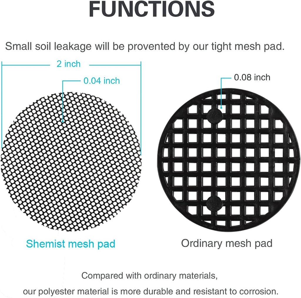 Plant mesh drainage screens - 100pcs 2-inch reusable grid mats, keep soil in pots for succulents, bonsai, indoor plants & repotting - view 3