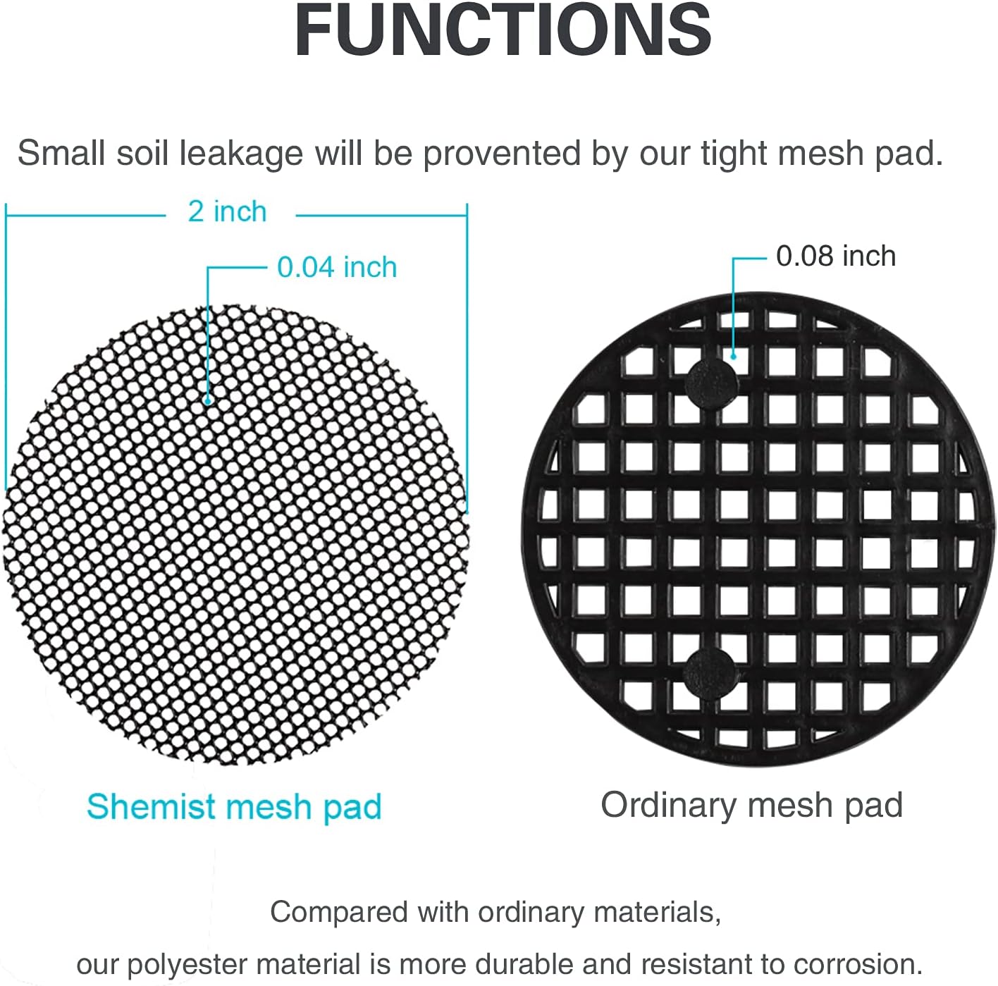 Plant mesh drainage screens - 100pcs 2-inch reusable grid mats, keep soil in pots for succulents, bonsai, indoor plants & repotting - view 3