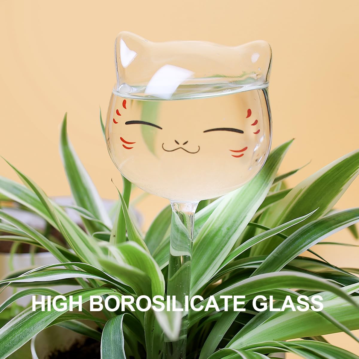 Plant Watering Globes Self Watering Planter Insert Glass Spikes, Hand Blown Clear Automatic Water Bulbs for Outdoor&Indoor Plants, 6.4oz/190ml Capacity, 3 Cats - view 5