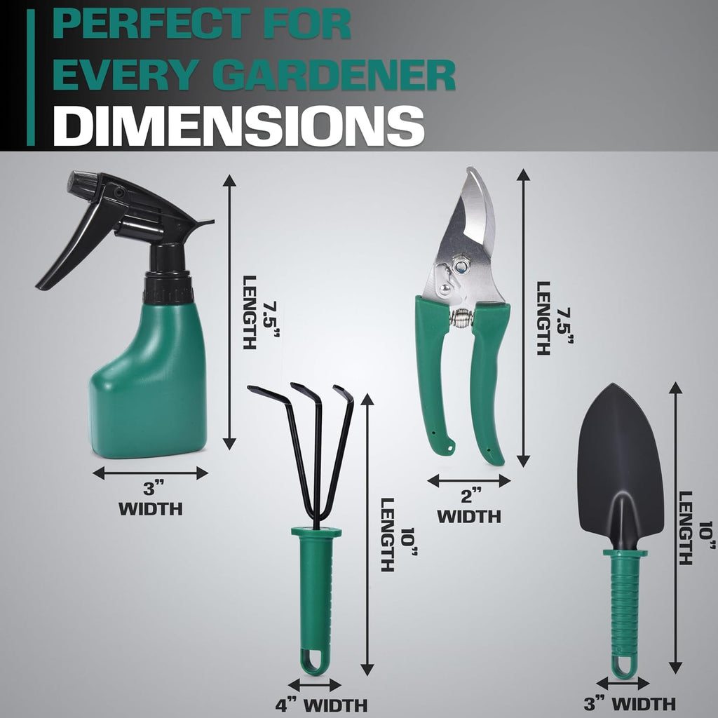 Garden tool set - 5-piece durable gardening hand tools - 3x12x7-inch gardening kit with portable box and carrying case - small garden planting and essentials tools - gift for garden lovers - view 3