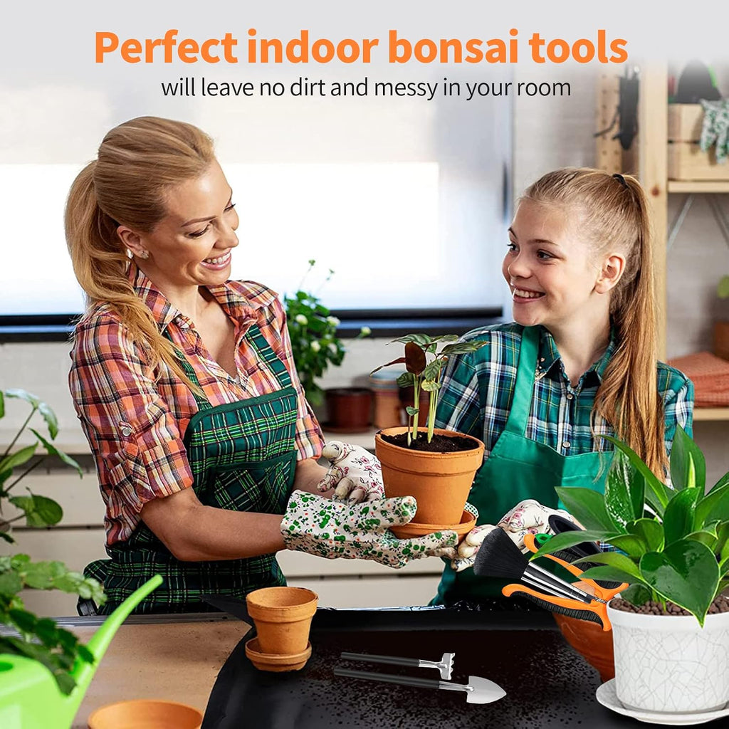 Bonsai tools set, 20 pcs gardening succulent tree indoor beginner tool kit, include 262 feet bonsai wire, 29.5"x29.5" plant repotting mat, leather bag, bonsai scissors, pruning shears, gifts for women | include 262 feet bonsai wire, 29.5"x29.5" plant repo - view 7