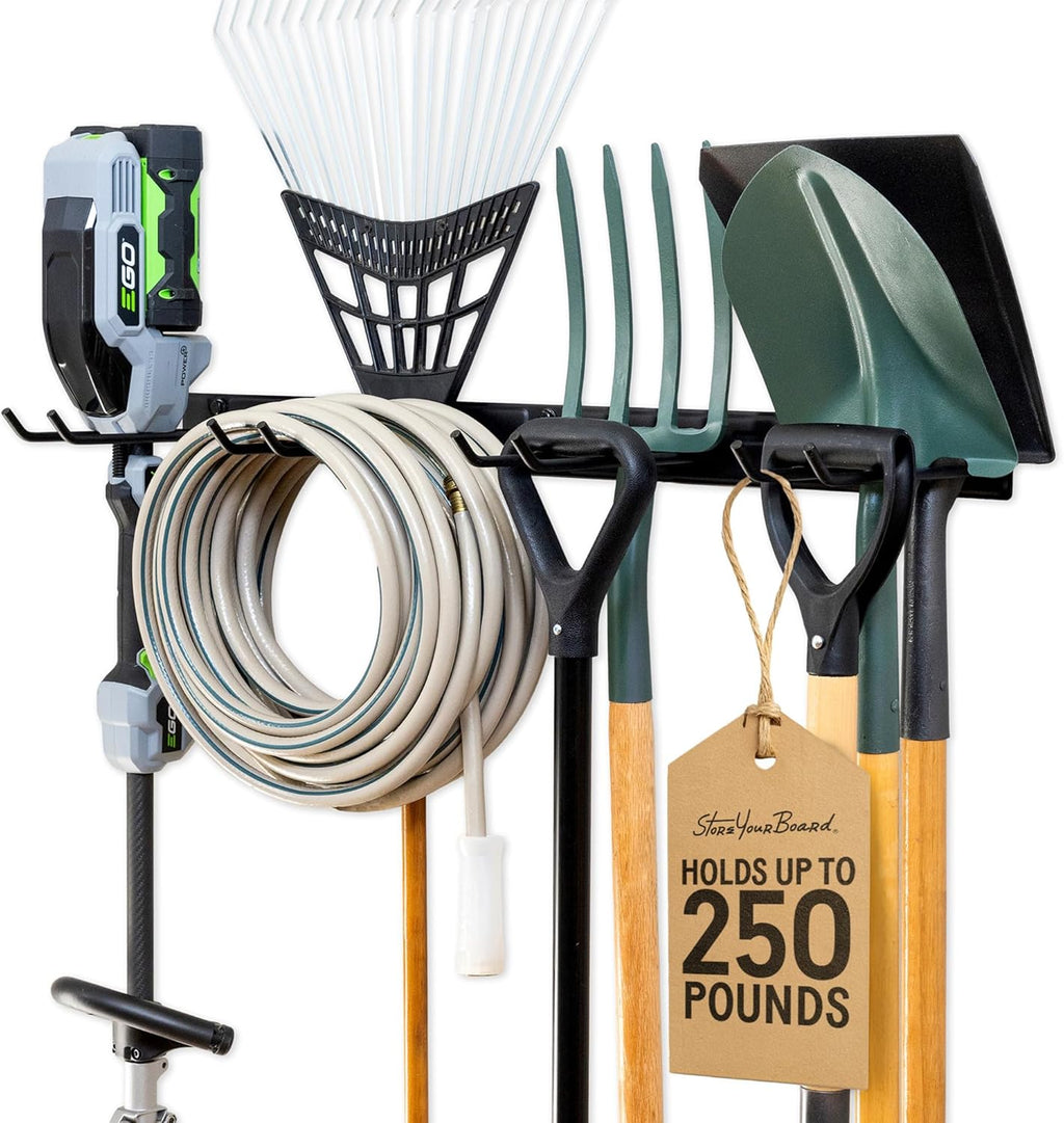 Garage Tool Organizer, 36 in, Holds 250 lb | Garden Tool Rack Wall Mount, Garden Tool Organizer, Shovel Wall Mount, Rubber Coated Hooks