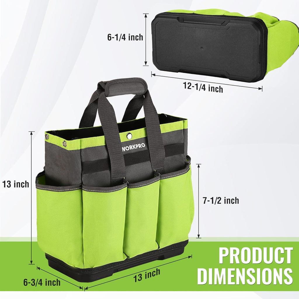 Garden Tool Bag with Waterproof Plastic Base, 8 Pockets | Heavy Duty, Gardening Bag, Oxford Garden Tote Caddy, Gardening Tool Kit Holder for Indoor and Outdoor, Tools NOT Included - view 2