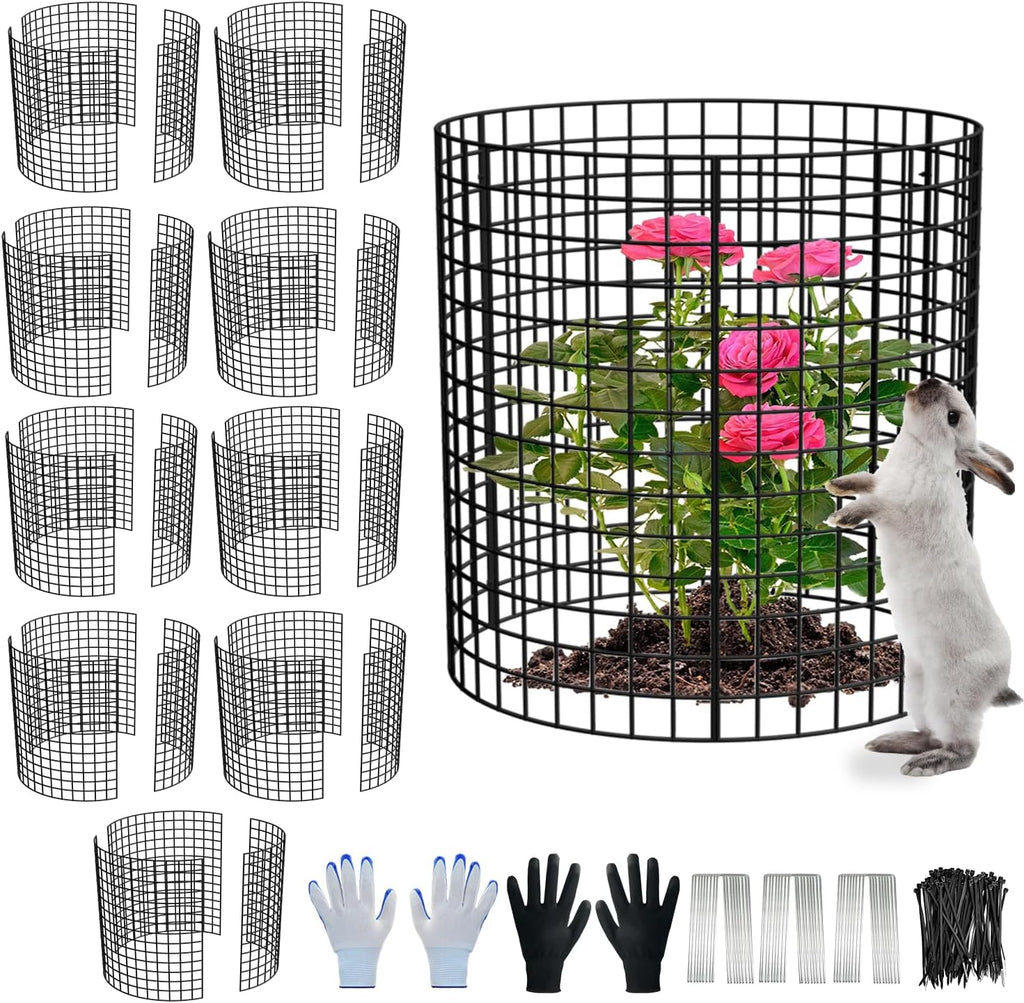 6 Pack Plant Protector from Animals, 13.5" Dia x 14" H Wire Plant Protectors, 18pcs Pre-Bent Metal Mesh to Keep Animals Out with Zip Ties & Stakes (6 Packs) - view 8