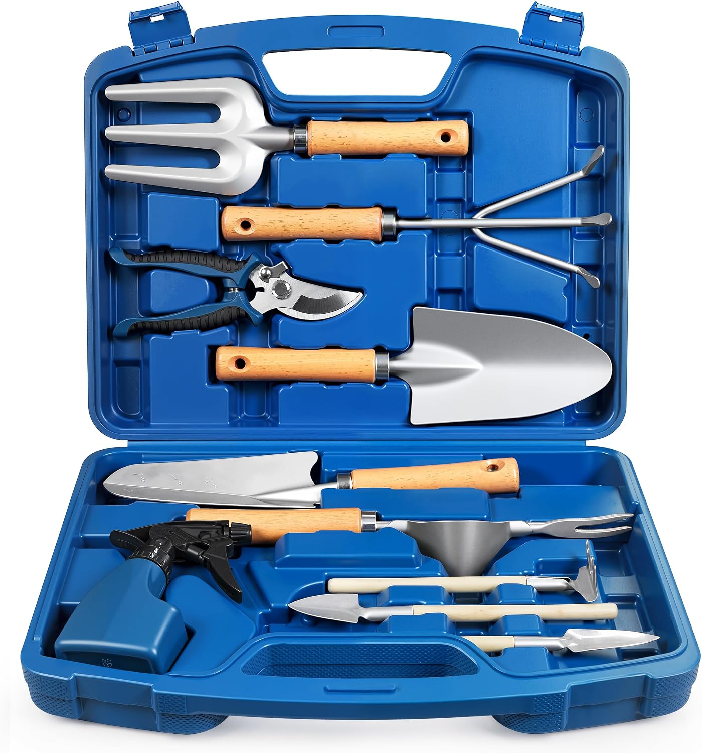 12-Piece Gardening Tool Set, Heavy-Duty Garden Tools for Women | Floral Print Rust-Proof Trowel, Rake, Weeder & Pruner with Hard Case, Ideal Gardening Set Gifts for Mom & Plant Lovers - view 6