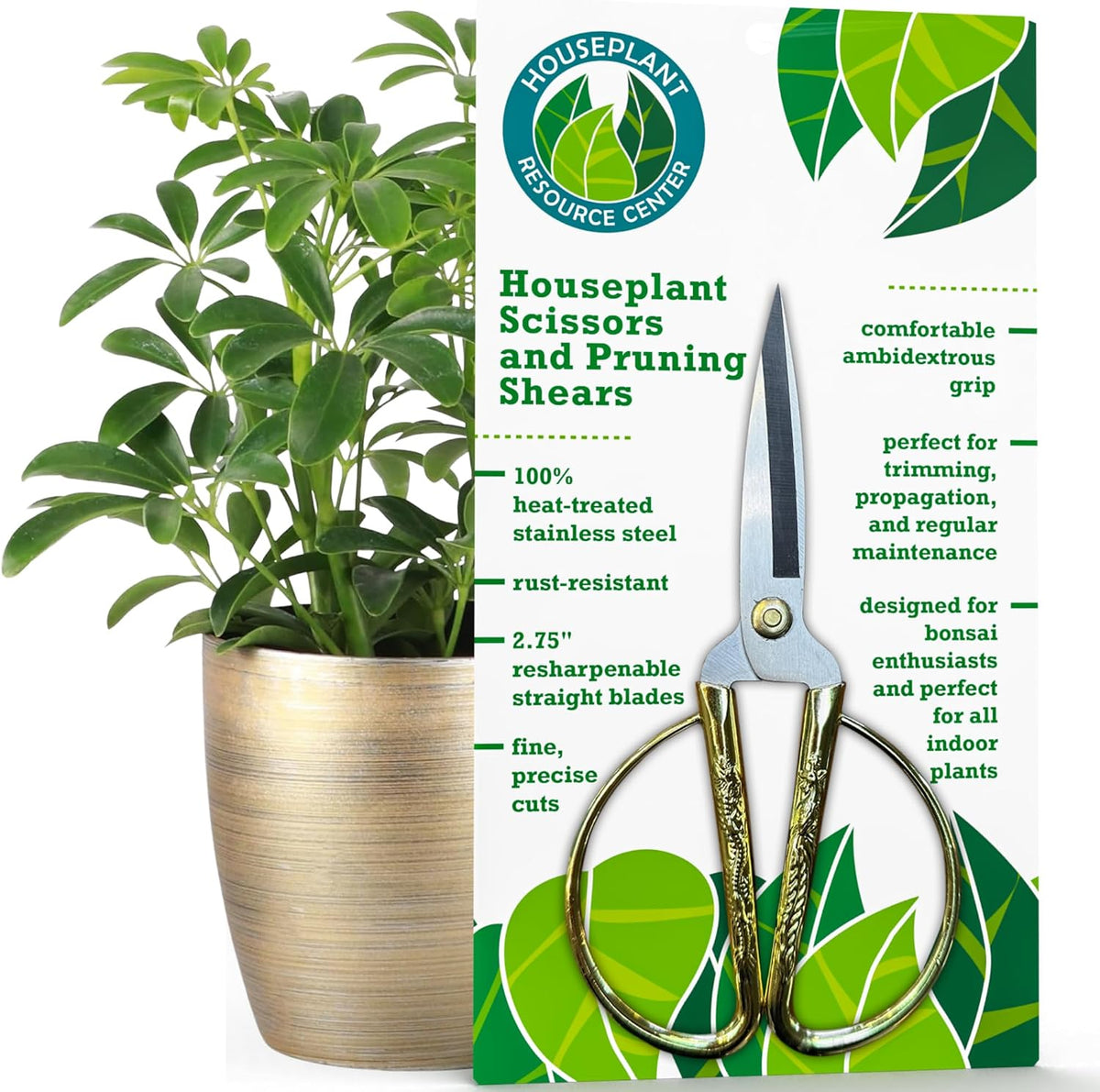 Houseplant pruning shears, stainless steel scissors for trimming & notching