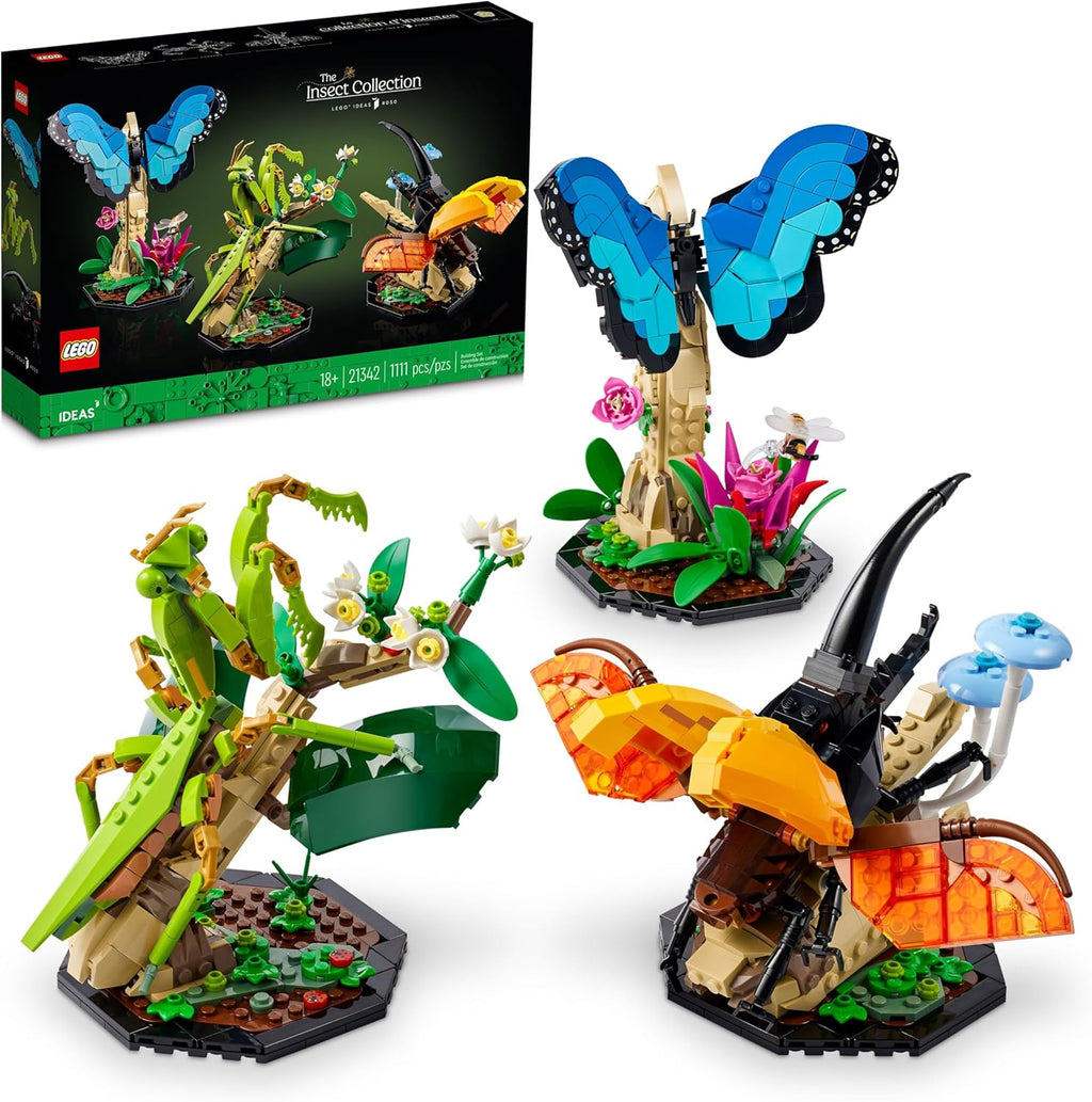 LEGO Ideas The Insect Collection, Fun Gift for Nature Lovers, with Life-Size Blue Morpho Butterfly, Hercules Beetle and Chinese Mantis Display Models, Bug Building Set and Nature Décor, 21342,18+