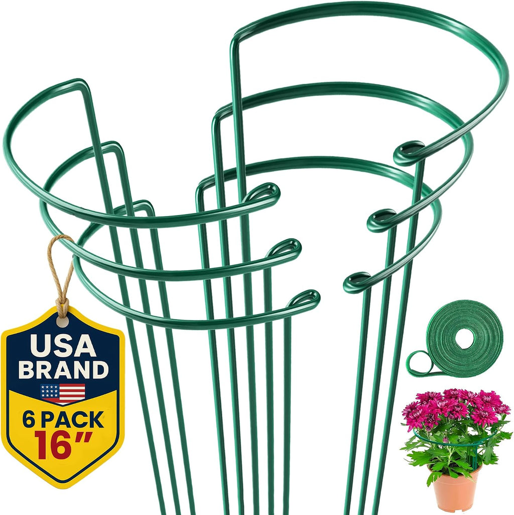 12 Pack Tall Snake Plant Support Stakes – 10" W x 24" H Half Round Peony Cages and Supports for Indoor and Outdoor Plants – Plant Cage Ring Support for Flower - Peony, Tomato, Hydrangea, Rose Bush - view 7