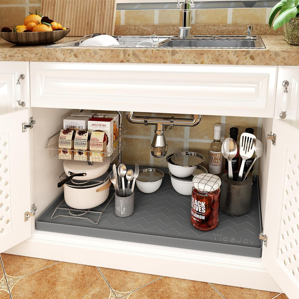 Under Sink Mats for Kitchen Waterproof 22" x 19", Cabinet Liner | Leak-Proof Silicone Mat Sink Protector, Kitchen Essentials Organizer and Storage,Boot or Shoe Tray, Pet Feeding Mat - view 2