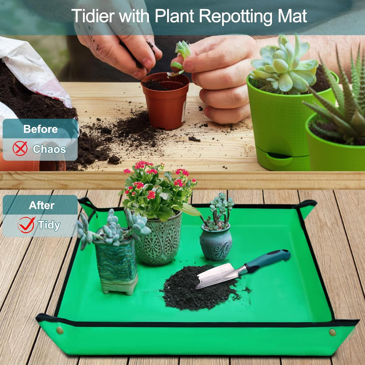 7-Piece Gardening Tools Set, Heavy Duty Garden Tools Kit with Garden Trowel, Garden Hand Shovel, Repotting Mat, Rust Resistant, Gardening Essentials & Supplies, Bag, Gifts Kits for Women - view 5
