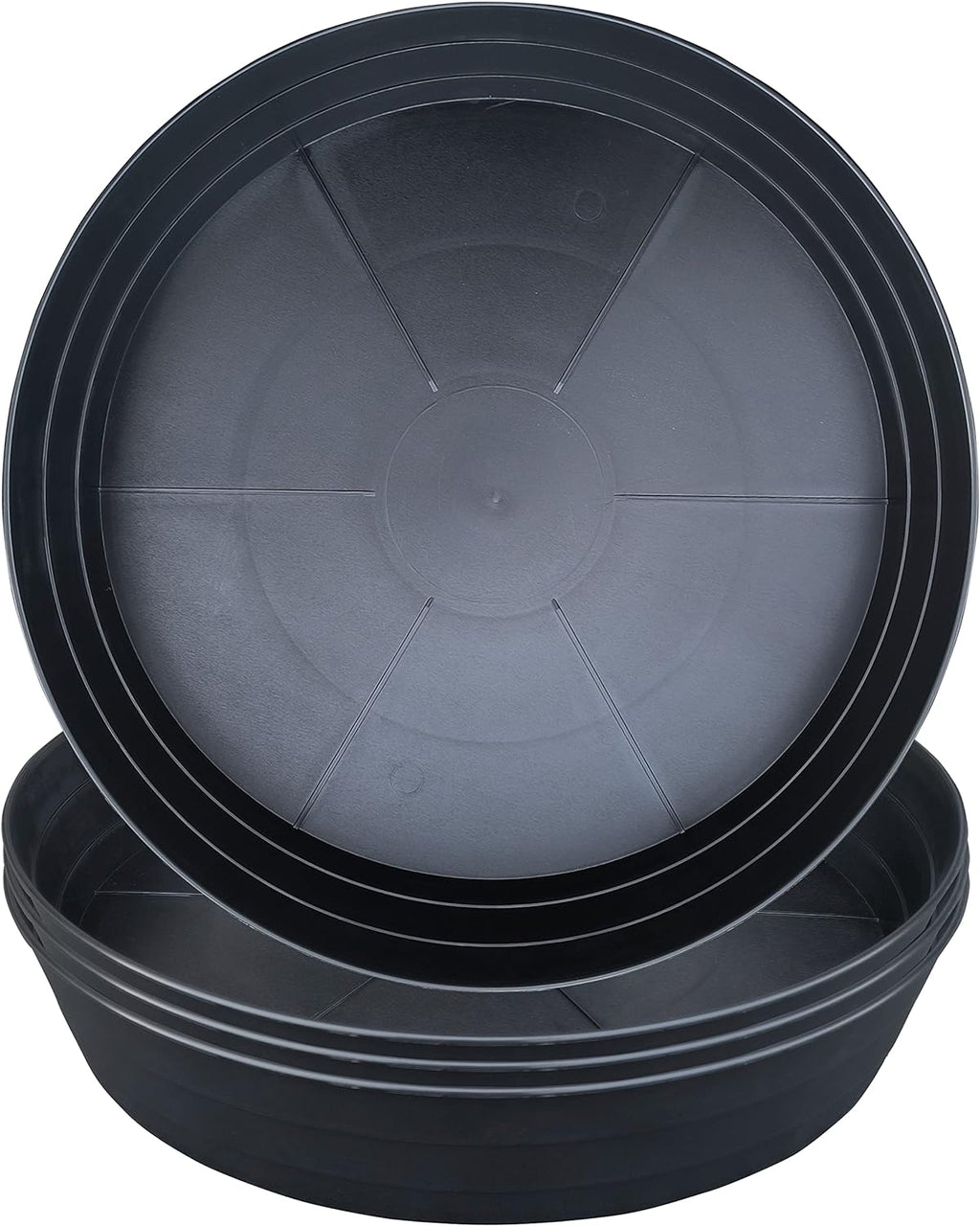 Plant Saucers 10 12 14 16 18 20 25 Inch, 4 Pack of Plastic Plant saucers for Pots，Extra-Deep Plant Water Dray Tray, Bird Bath Bowl, Heavy Plant Trays Indoors and Outdoor No Holes (12 Inch, Black)