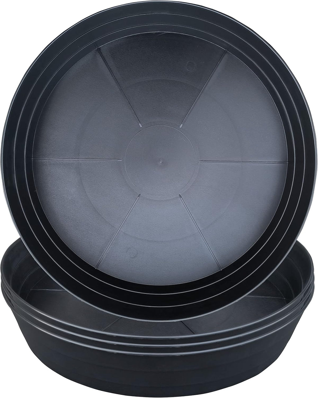 Plant saucer 4 pack 10 inch heavy drainage tray for indoors no holes, 12 14 16 18 20 25 inch plastic plant saucers water catcher for pots base extra-deep plant trays for flower pot (10 inch, black)