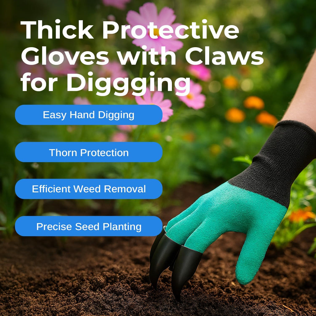 All-in-One Garden Tool Kit with Tote Bag and Claw Garden Gloves | Stainless steel hand tools, claw gloves and reinforced tote for planting, pruning, digging and garden maintenance - view 6