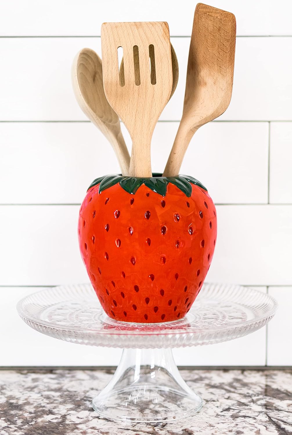 Novelty Ceramic Strawberry Flower Vase | Decorative Fruit Theme Vase, Large Planter Vase, Unique Red Strawberry Decor for Home/Kitchen/Office - view 7