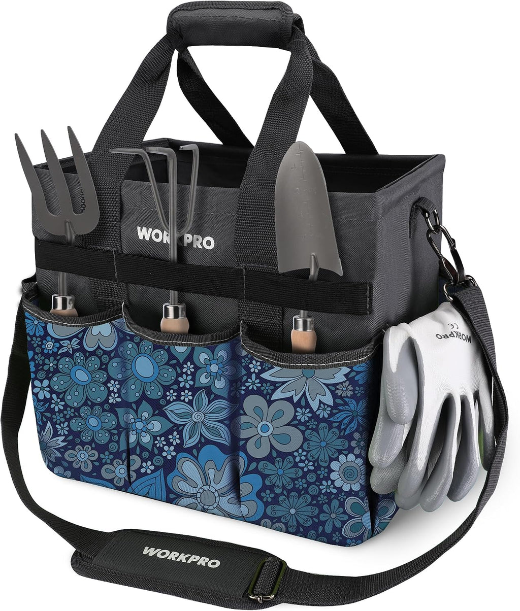 Garden Tool Bag, 10 Pockets and Shoulder Strap, Green | Heavy Duty Gardening Organizer Tote Bag, Standable Garden Tool Organizer (Tools not Included) - view 8