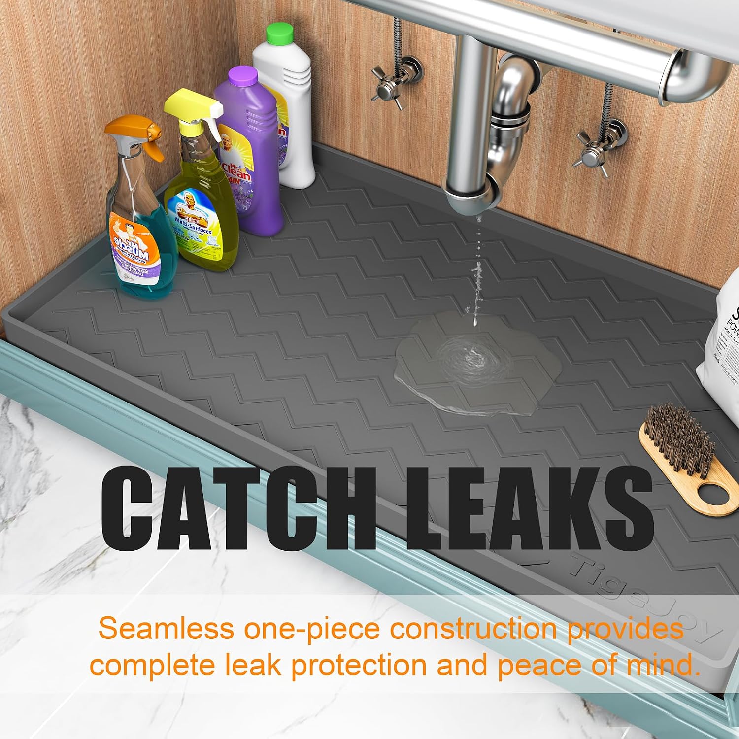 Under Sink Mats for Kitchen Waterproof 22" x 19", Cabinet Liner | Leak-Proof Silicone Mat Sink Protector, Kitchen Essentials Organizer and Storage,Boot or Shoe Tray, Pet Feeding Mat - view 4