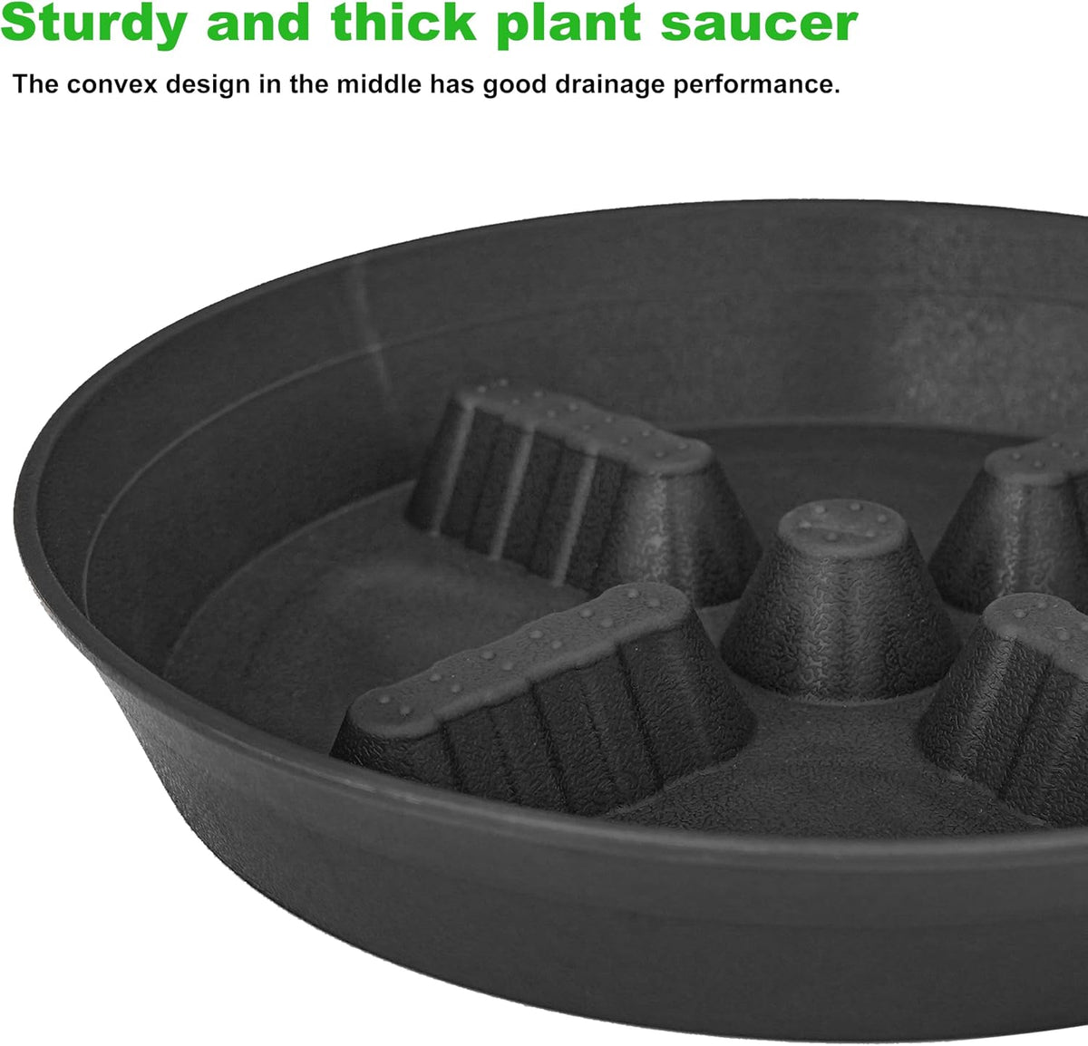 4 pack plant saucer 8 inch, 10 12 14 17 inch, plant stand plastic plant saucers for indoors outdoor, heavy duty flower planter drip trays for pots, pot saucers for plants, grow bags saucers - view 3