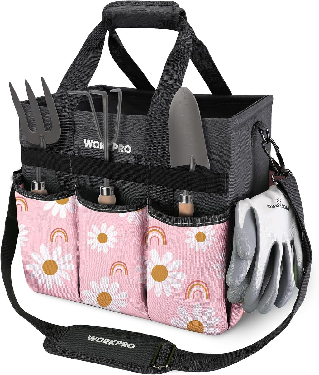 Garden Tool Bag, 10 Pockets and Shoulder Strap, Green | Heavy Duty Gardening Organizer Tote Bag, Standable Garden Tool Organizer (Tools not Included) - view 7